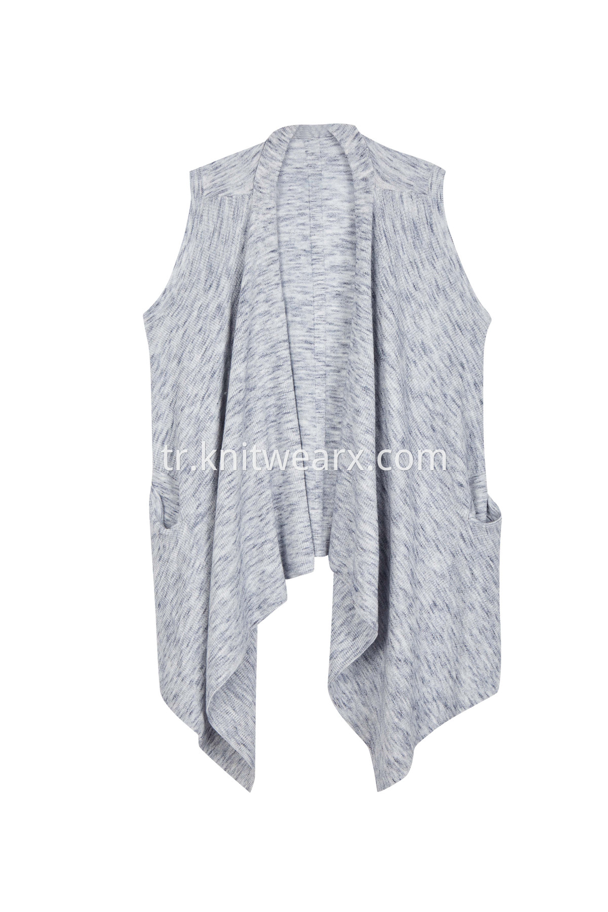 Women's Sleeveless Shawl Collar Wrap Knitted Cardigan with Pockets